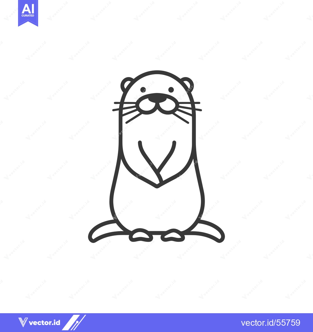 Premium Vector dari Line drawing of a cute cartoon otter