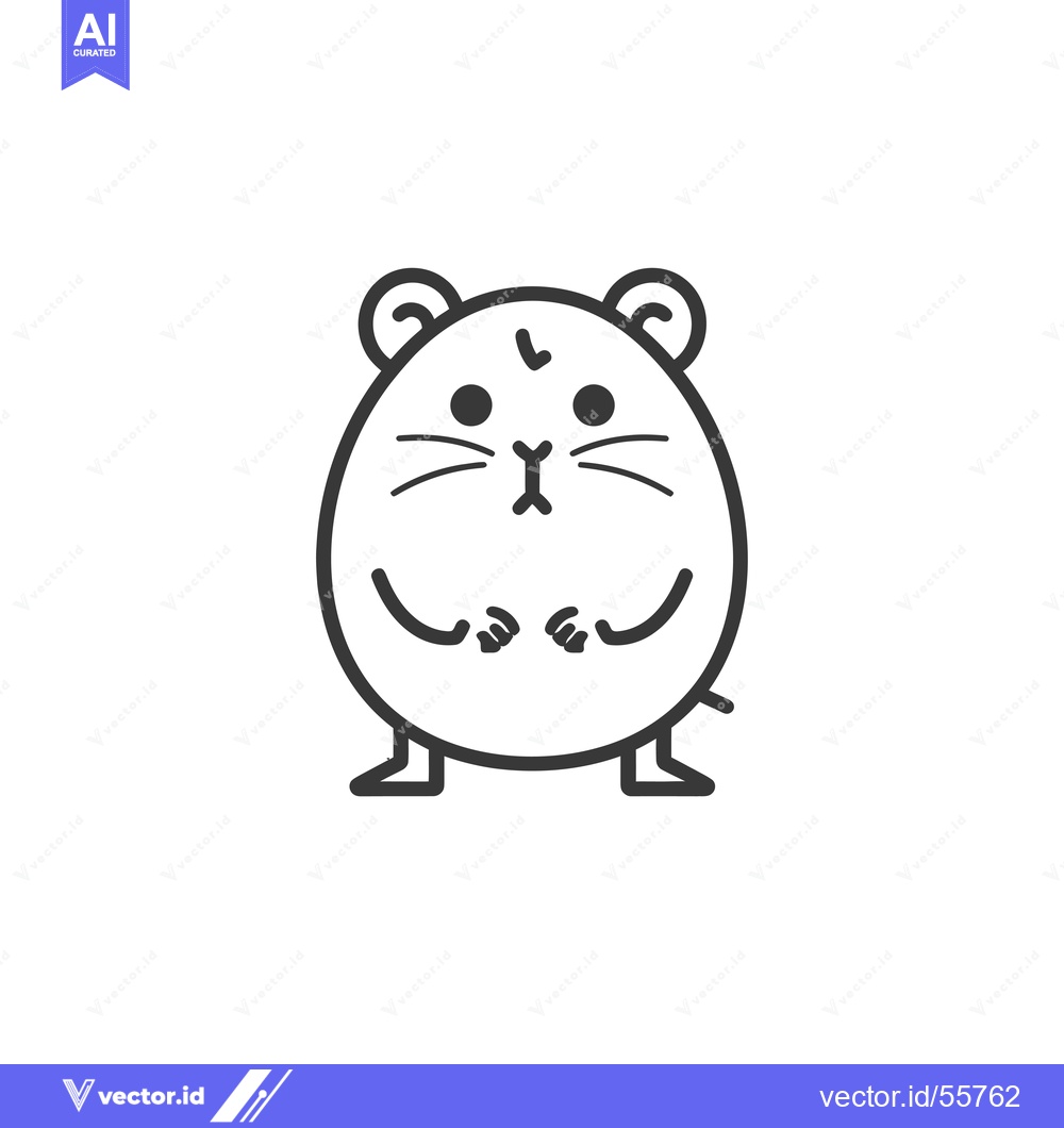 Premium Vector dari Line drawing of a cute hamster with big ears and a short tail