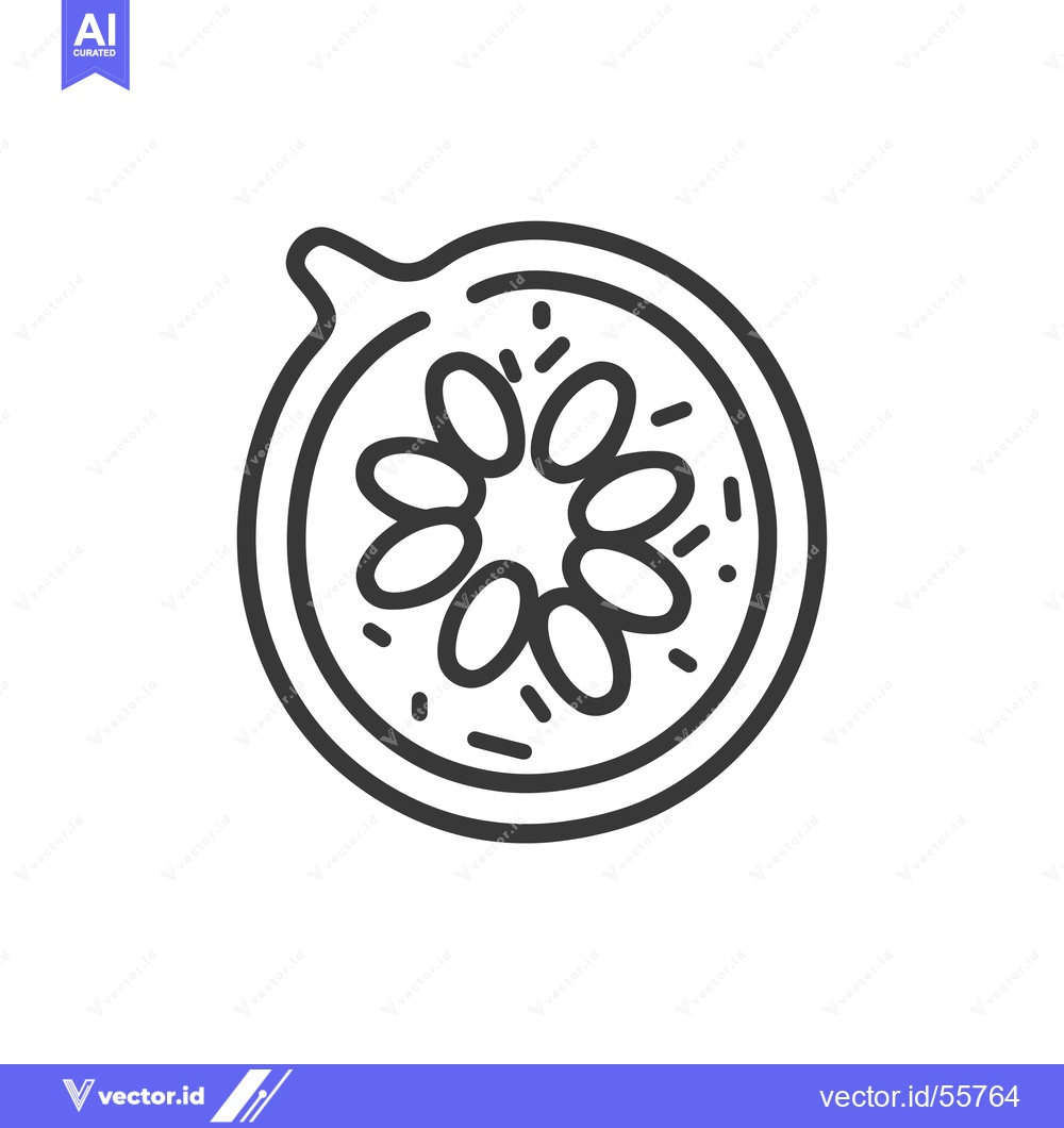 Premium Vector dari Line Drawing of a Cut Kiwi Fruit with Seeds