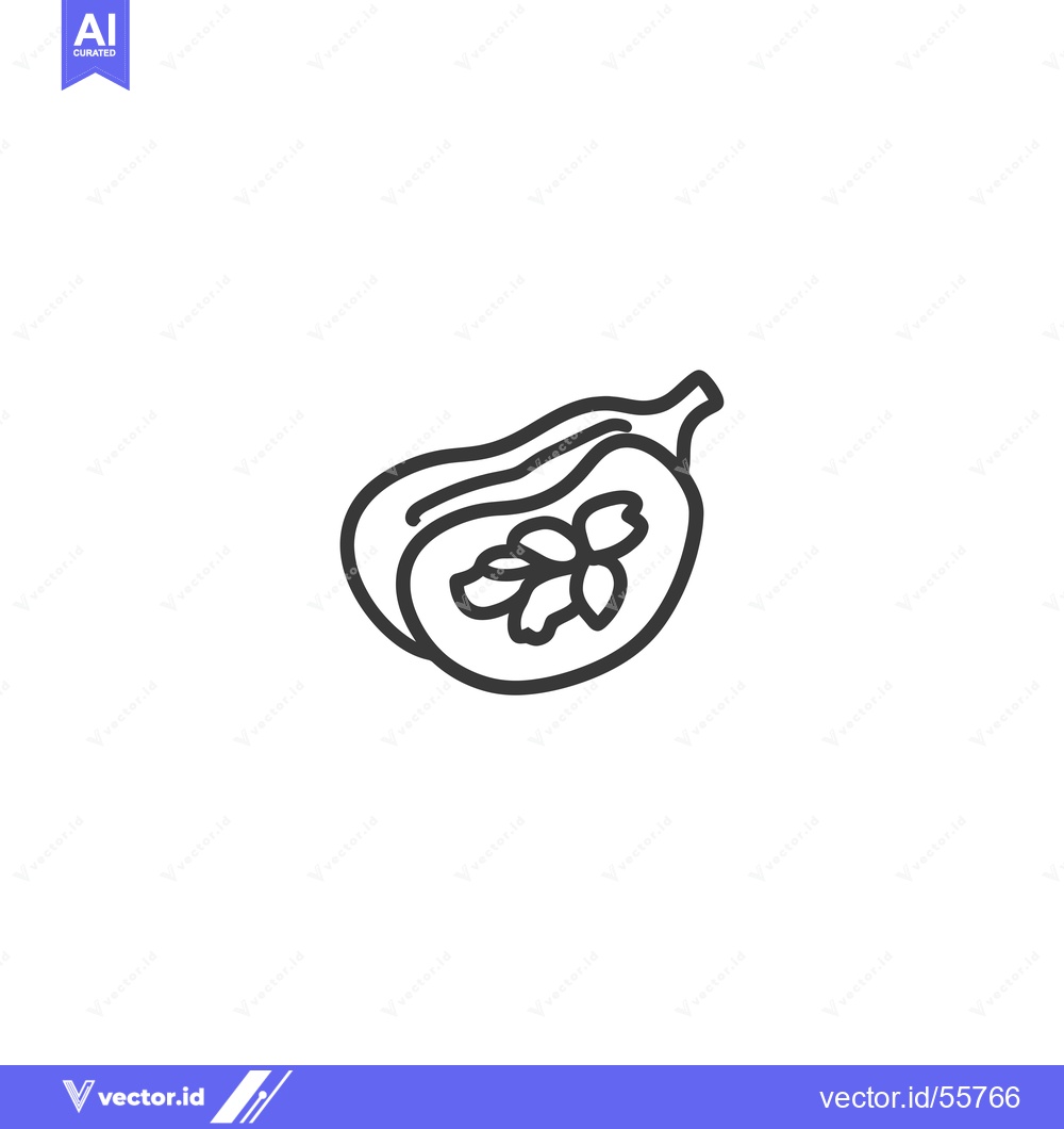 Premium Vector dari Line Drawing of a Cut-Open Fig with Seeds Visible