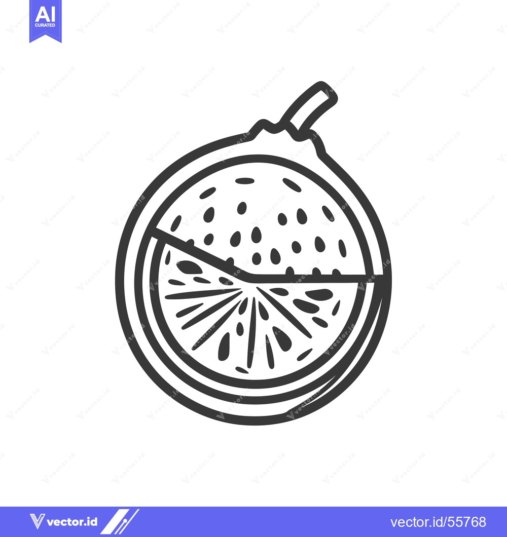 Premium Vector dari Line Drawing of a Cut Passion Fruit with Seeds