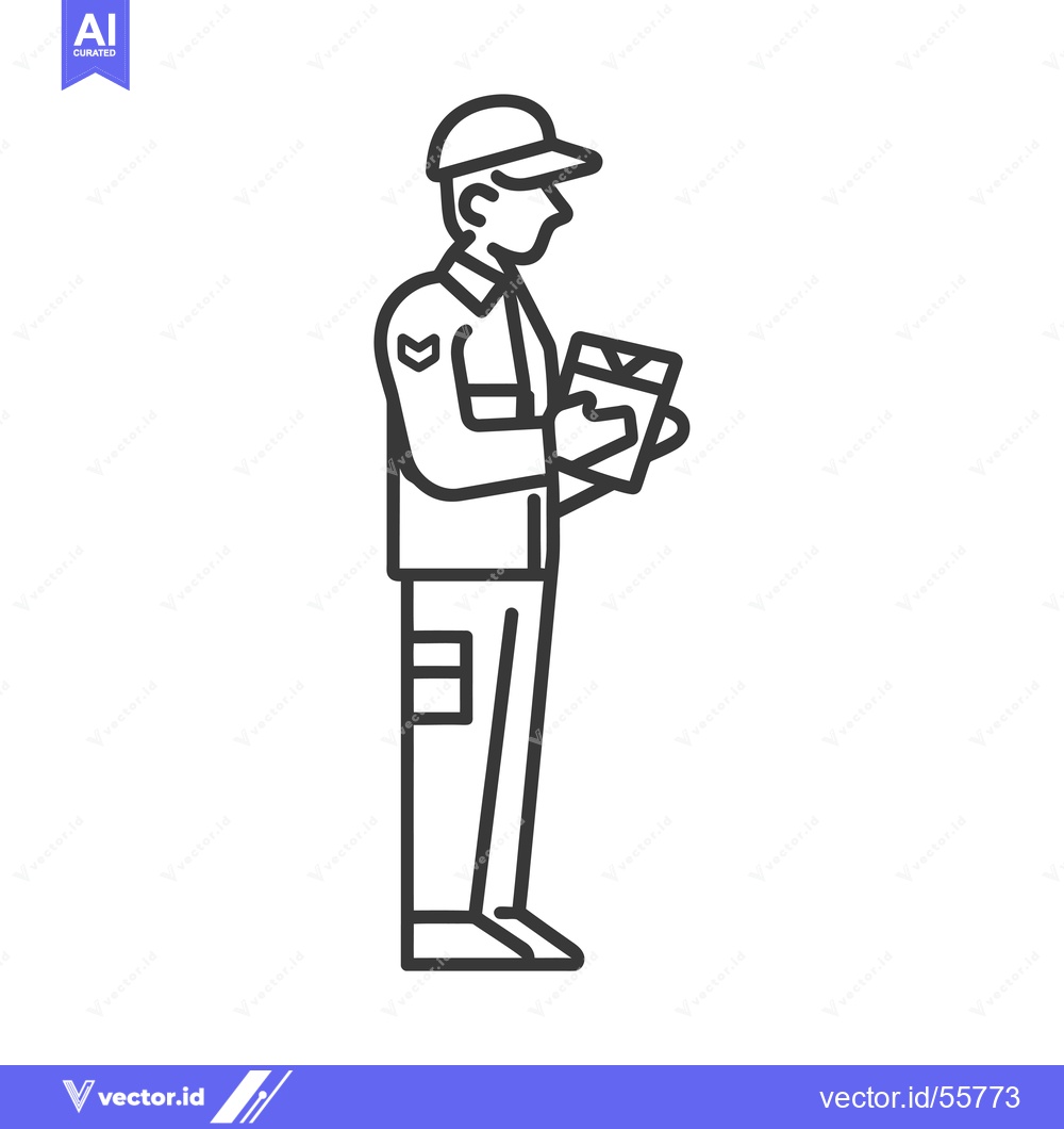 Premium Vector dari Line drawing of a delivery person holding a package