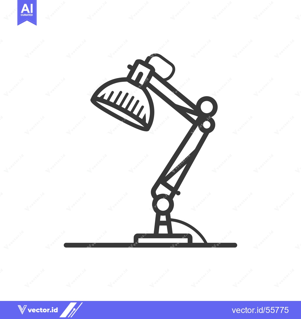 Premium Vector dari Line drawing of a desk lamp with a round shade
