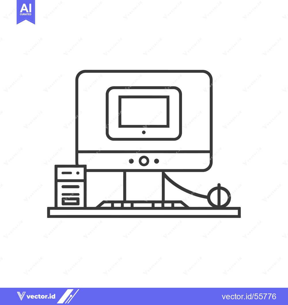 Premium Vector dari Line Drawing of a Desktop Computer