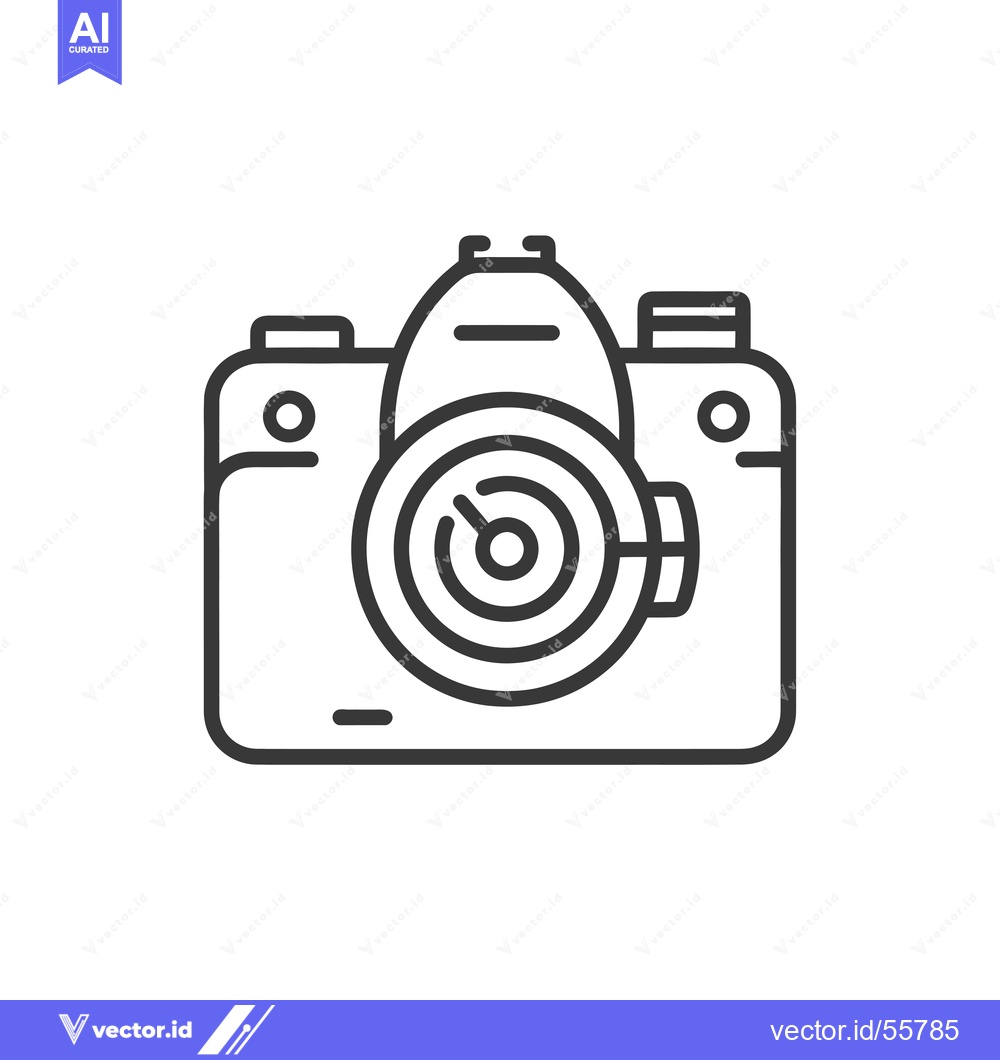 Premium Vector of Line Drawing of a Digital Camera with Lens