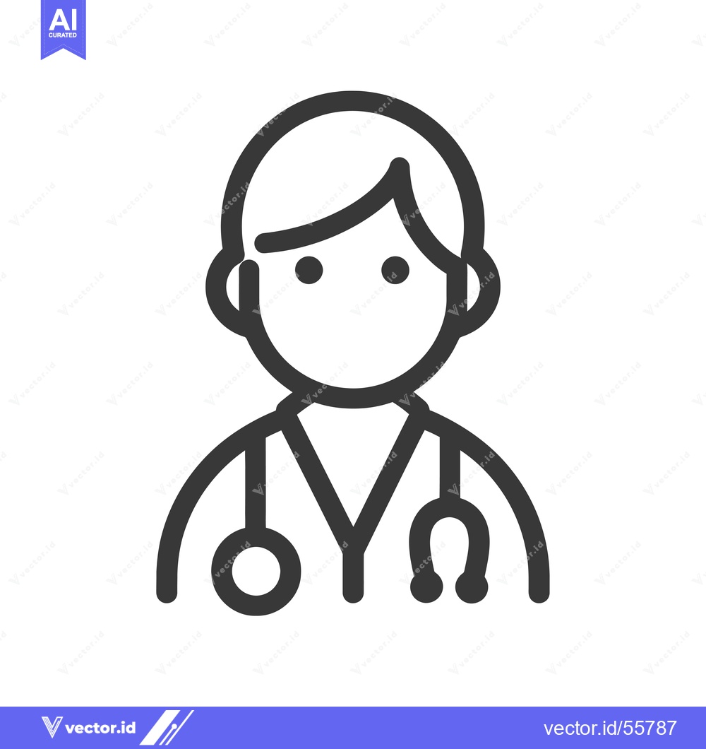 Premium Vector of Line drawing of a doctor wearing a stethoscope