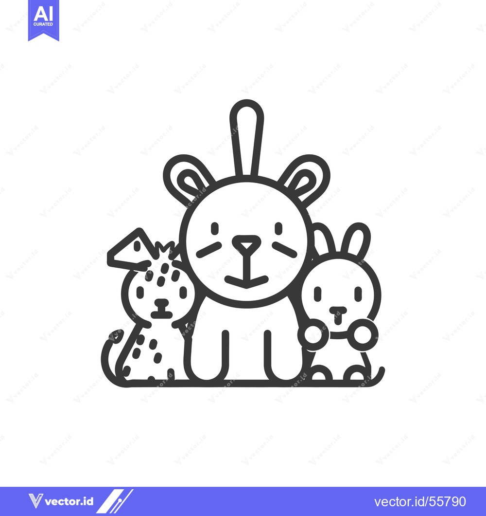 Premium Vector dari Line Drawing of a Dog, a Cat, and a Rabbit