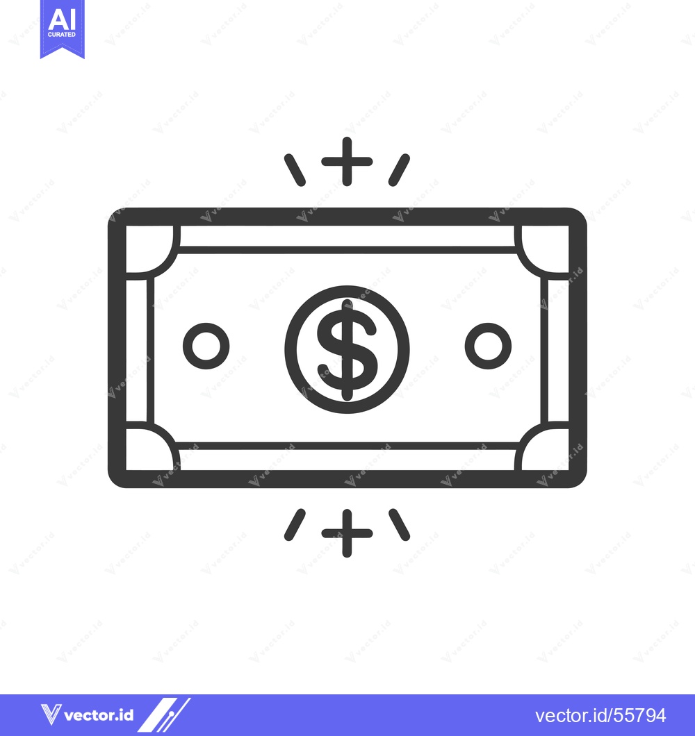 Premium Vector of Line drawing of a dollar bill with shining light