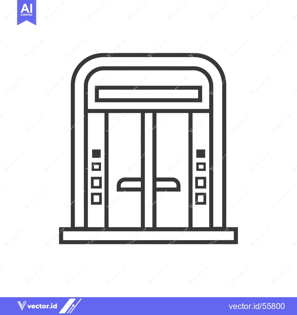 Premium Vector dari Line Drawing of a Double Door Elevator