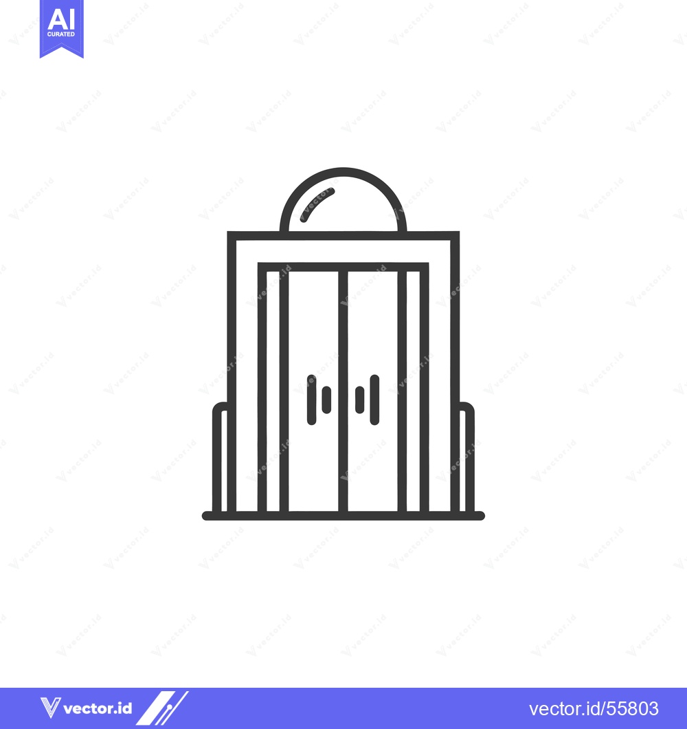 Premium Vector dari Line Drawing of a Double Door with a Dome Top