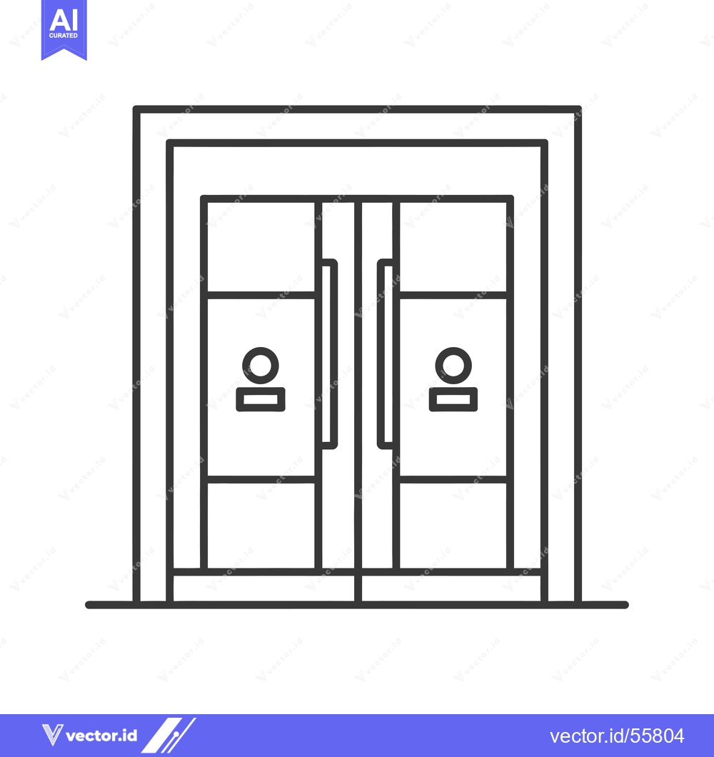 Premium Vector dari Line drawing of a double door with a frame and handles