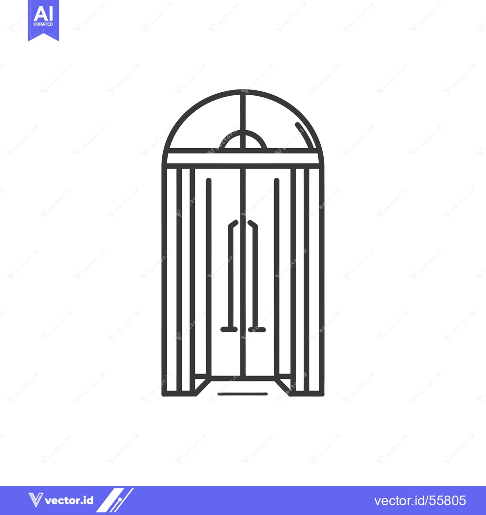 Premium Vector dari Line Drawing of a Double Door with Arched Top