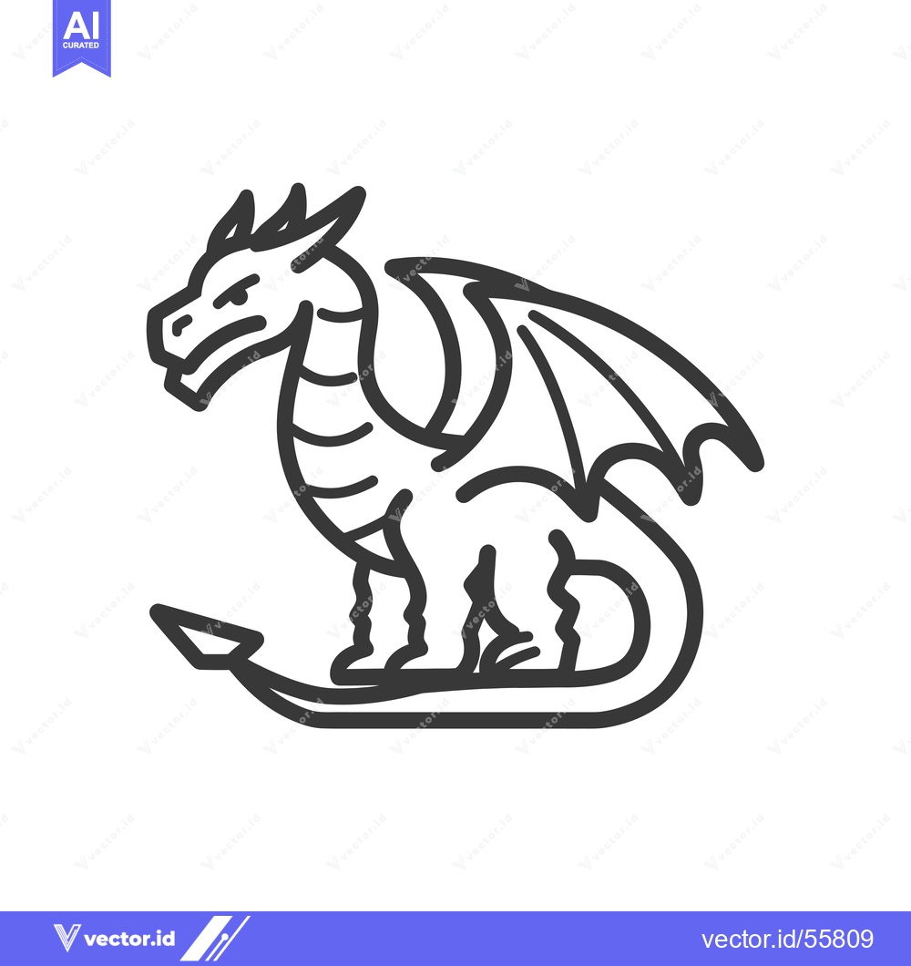 Premium Vector dari Line drawing of a dragon with wings spread