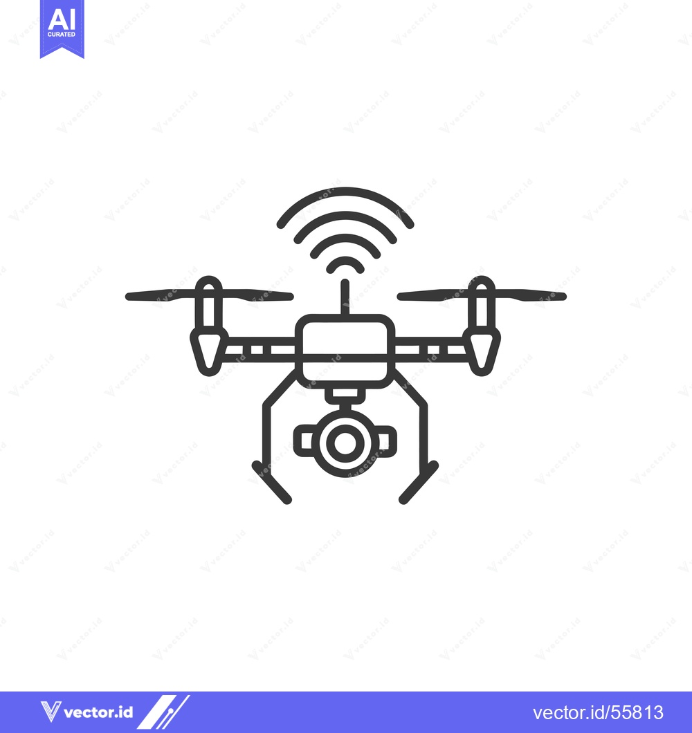 Premium Vector dari Line Drawing of a Drone with a Camera