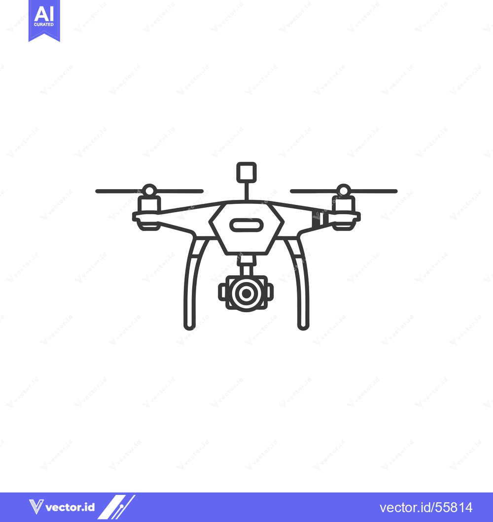 Premium Vector of Line Drawing of a Drone with a Camera Attached