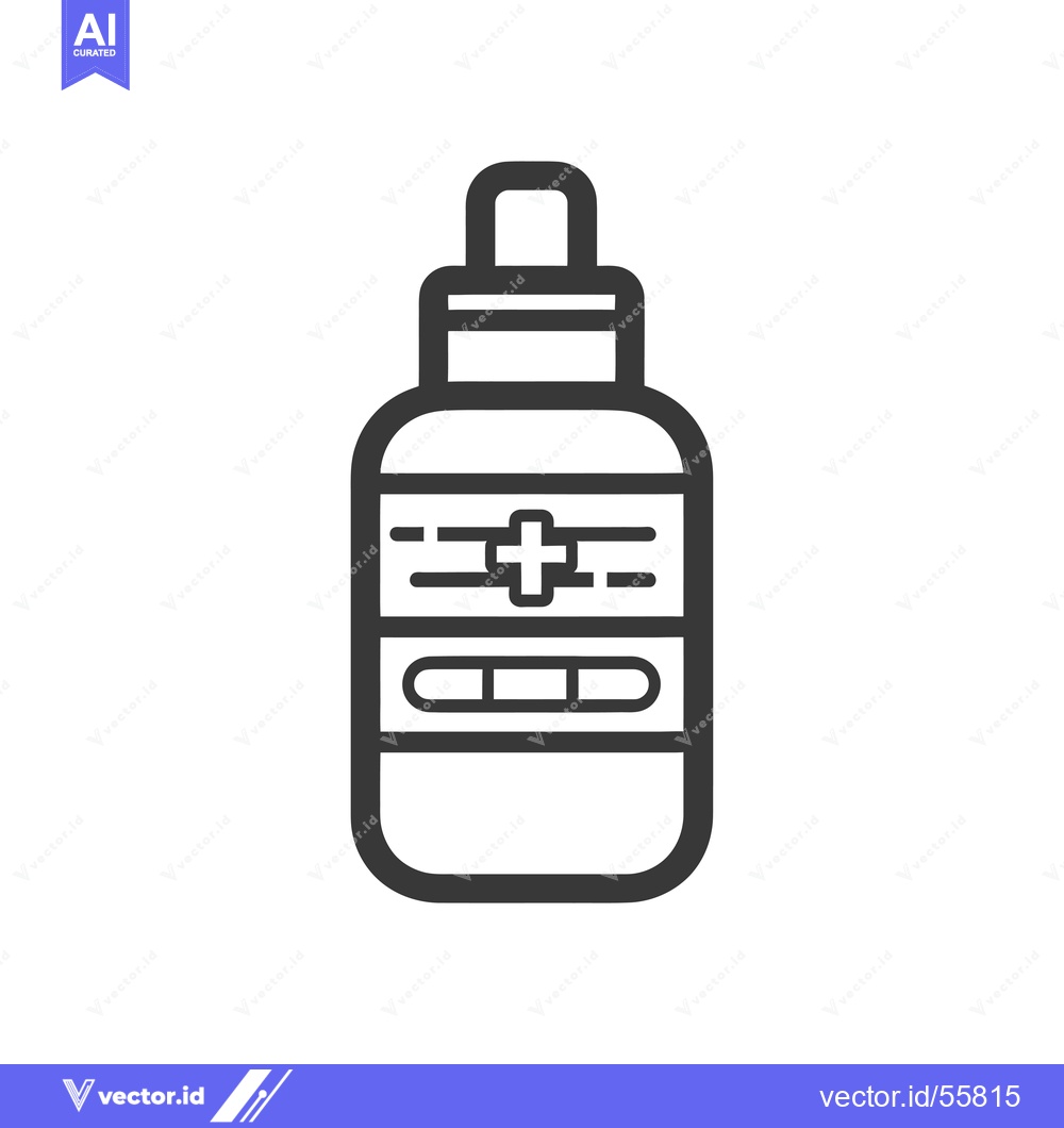Premium Vector dari Line drawing of a dropper bottle with a label and a plus sign