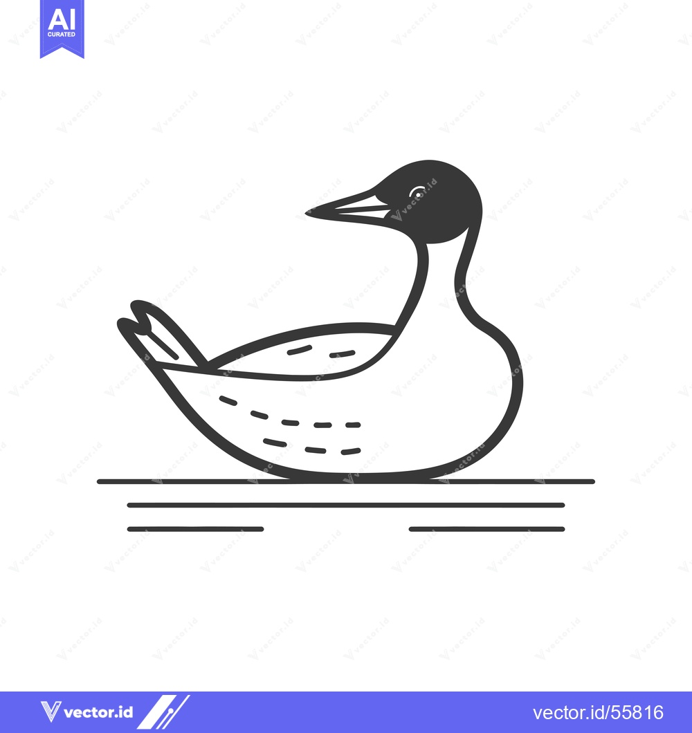 Premium Vector of Line drawing of a duck swimming on water