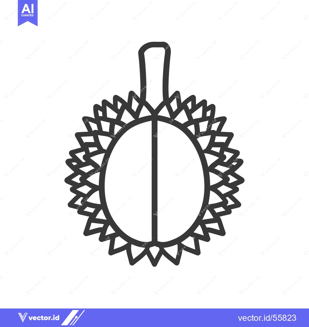 Premium Vector dari Line Drawing of a Durian Fruit with a Spiky Shell