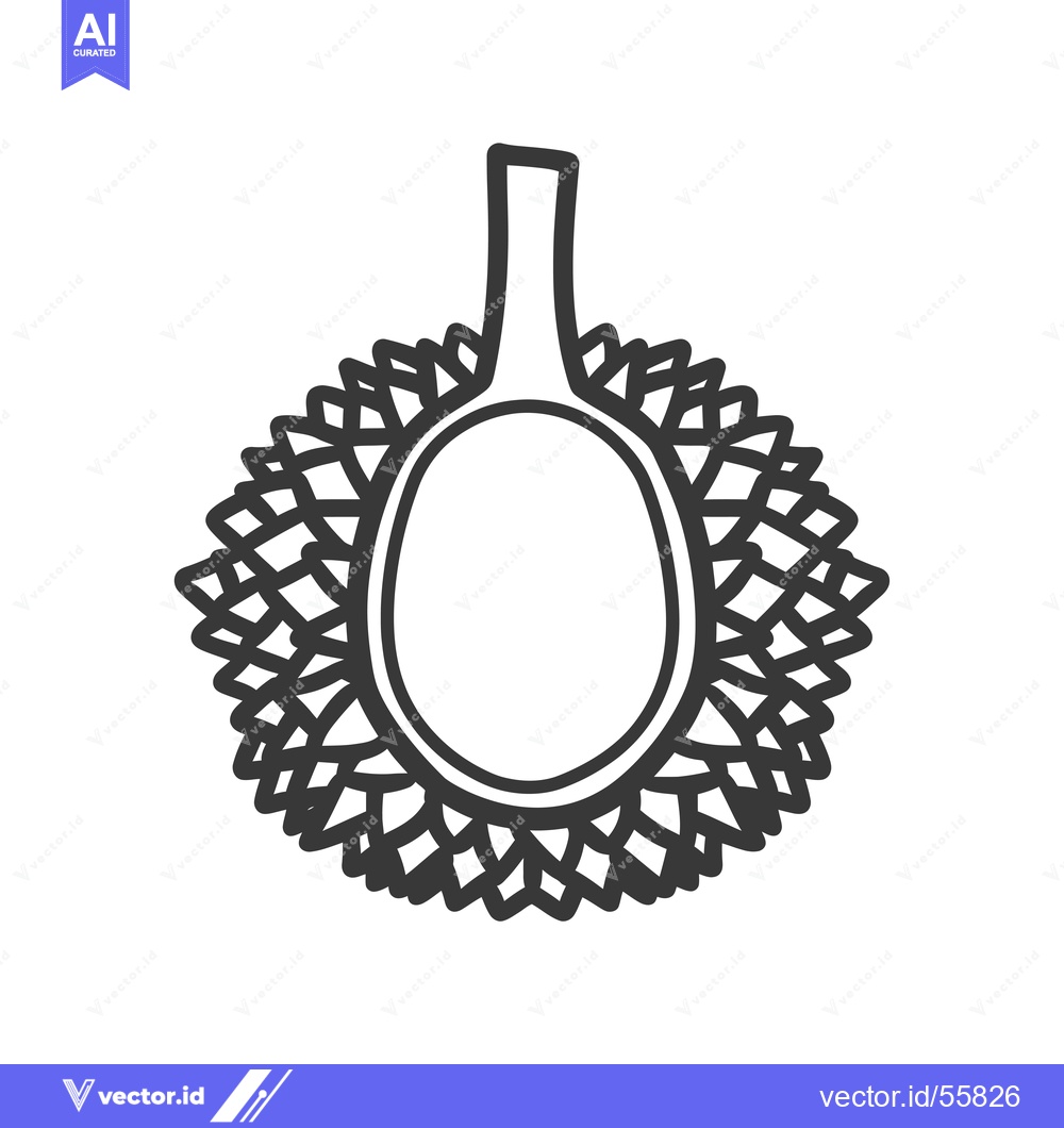 Premium Vector dari Line Drawing of a Durian Fruit with Spiky Shell