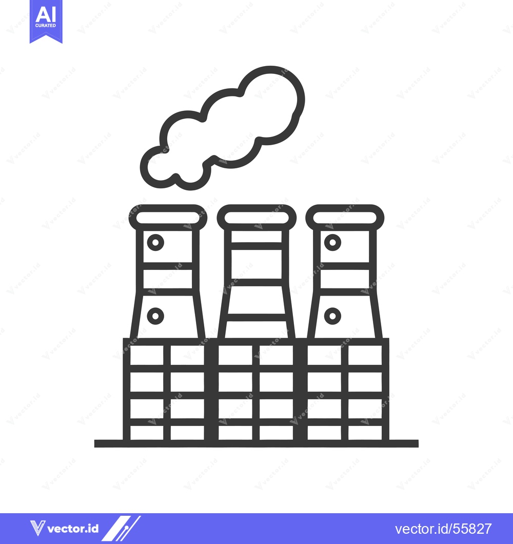 Premium Vector dari Line drawing of a factory with smoke emitting from chimneys