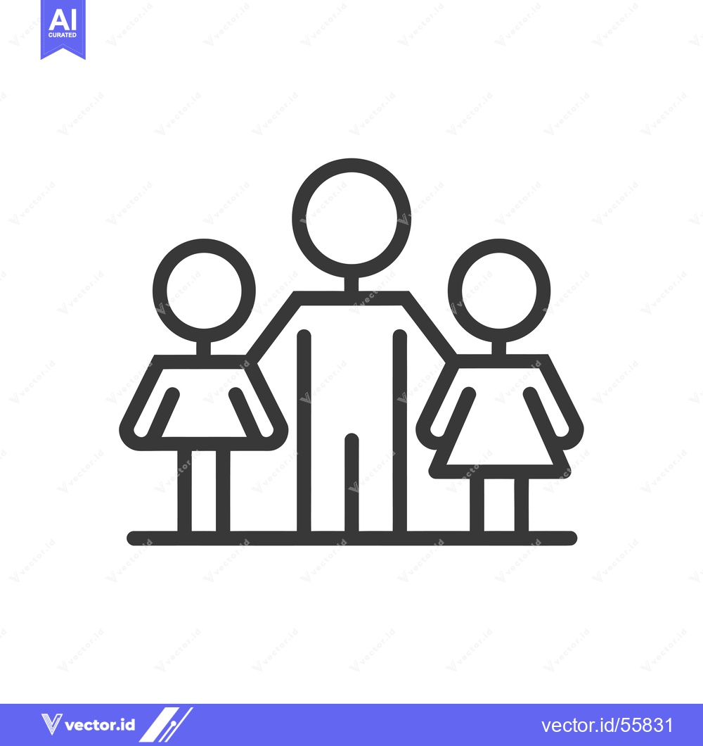 Premium Vector dari Line drawing of a family with a father and two children.