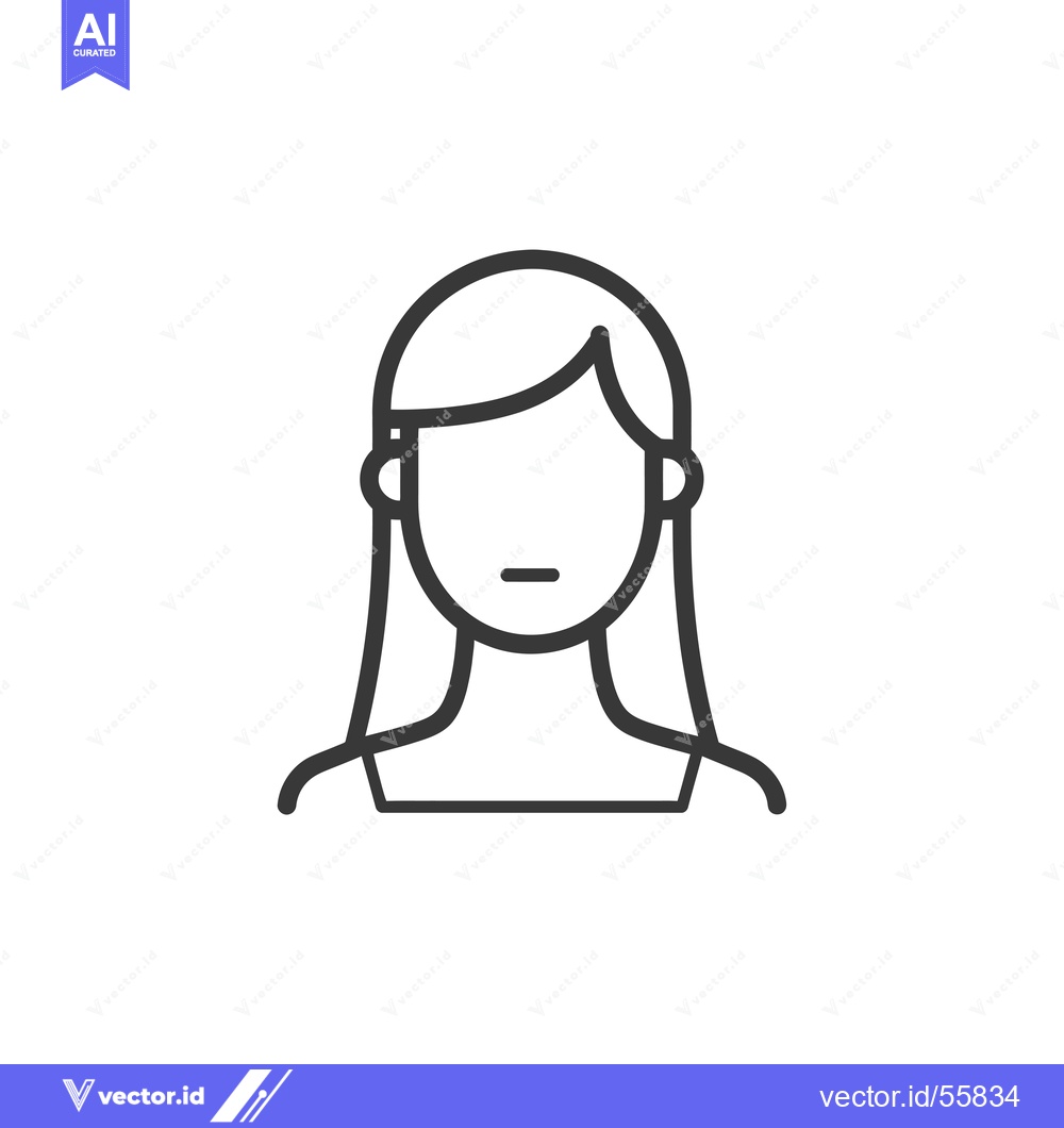 Premium Vector dari Line drawing of a female avatar with long hair