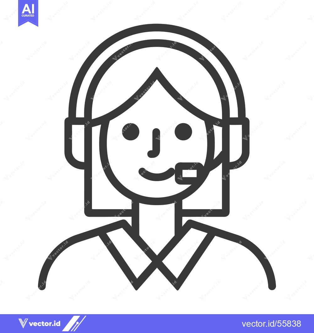 Premium Vector dari Line Drawing of a Female Customer Service Representative Wearing a Hea