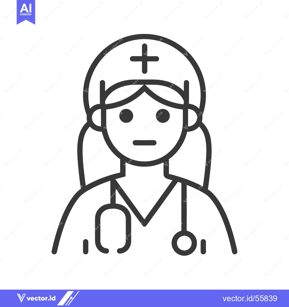 Premium Vector dari Line drawing of a female doctor wearing a stethoscope