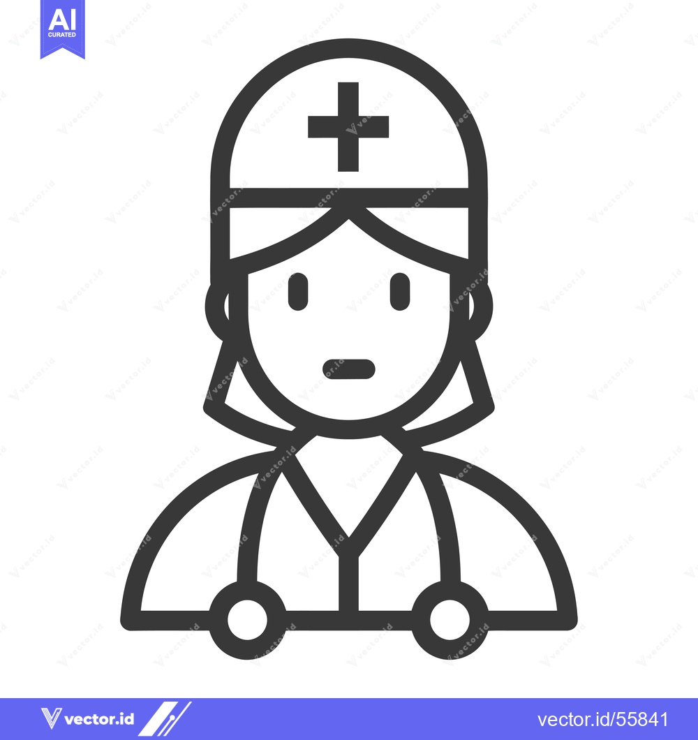 Premium Vector dari Line Drawing of a Female Doctor with a Stethoscope