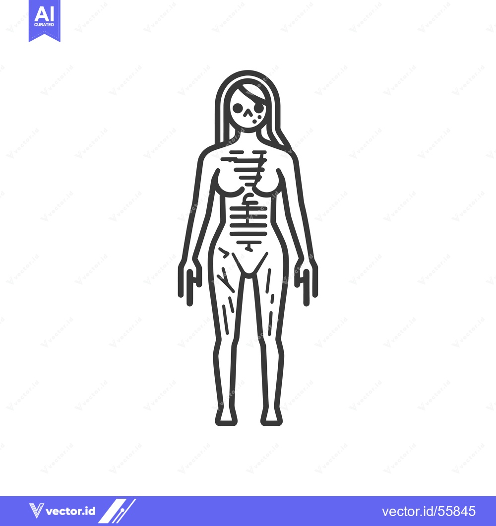 Premium Vector of Line drawing of a female figure with scars and wounds