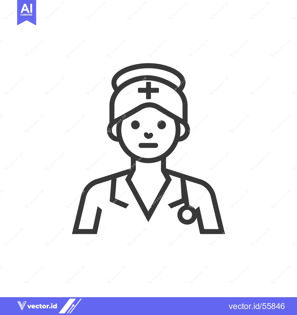 Premium Vector of Line drawing of a female nurse wearing a uniform and stethoscope