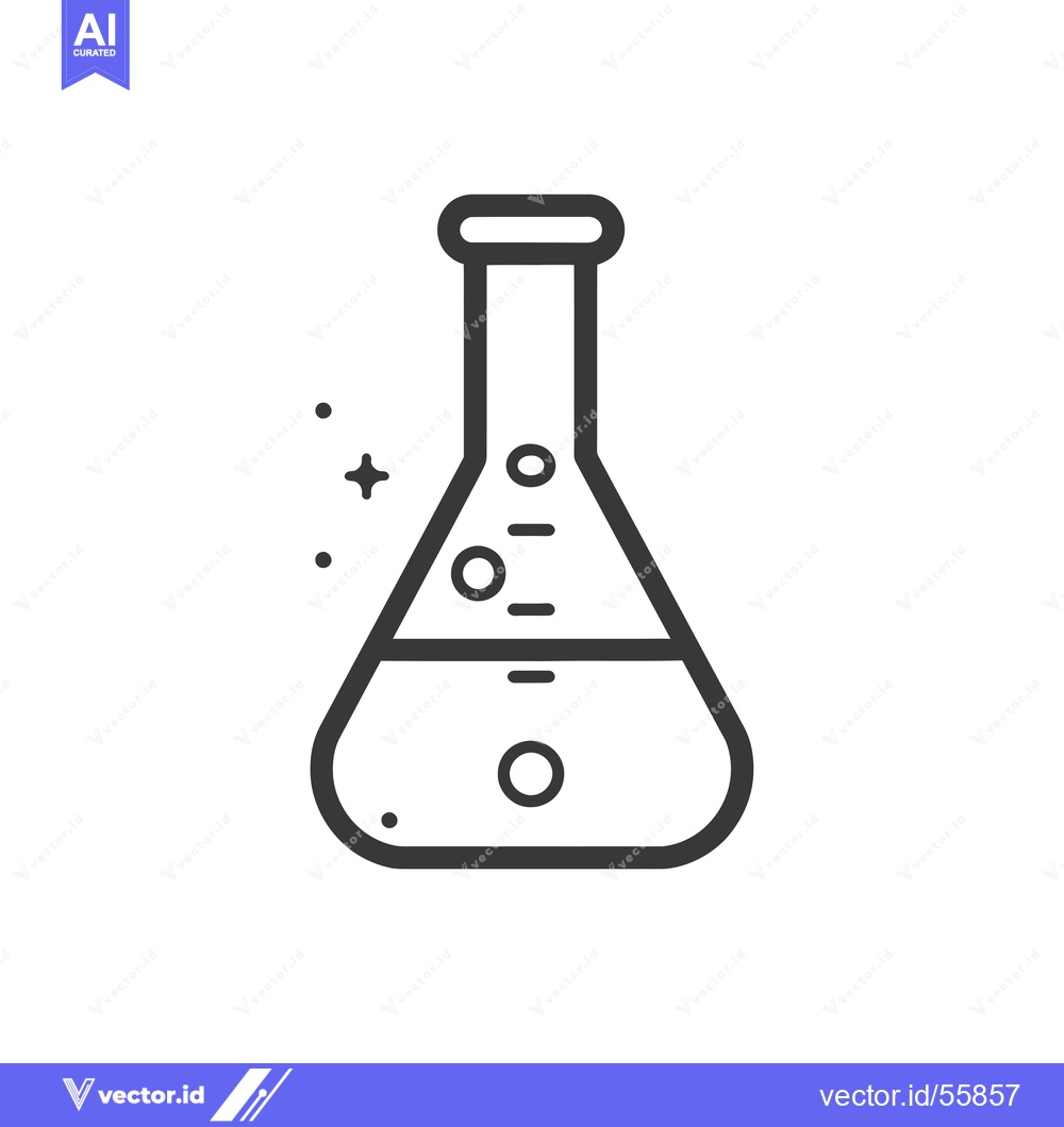 Premium Vector of Line drawing of a flask with bubbles and a measurement scale