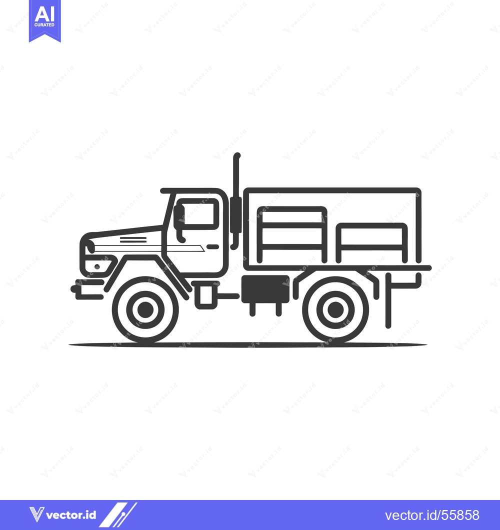 Premium Vector dari Line Drawing of a Flatbed Truck