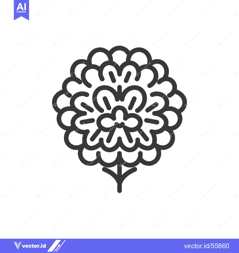 Premium Vector of Line Drawing of a Flower with Rounded Petals