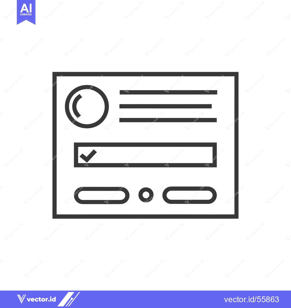 Premium Vector dari Line drawing of a form with a check mark and three buttons