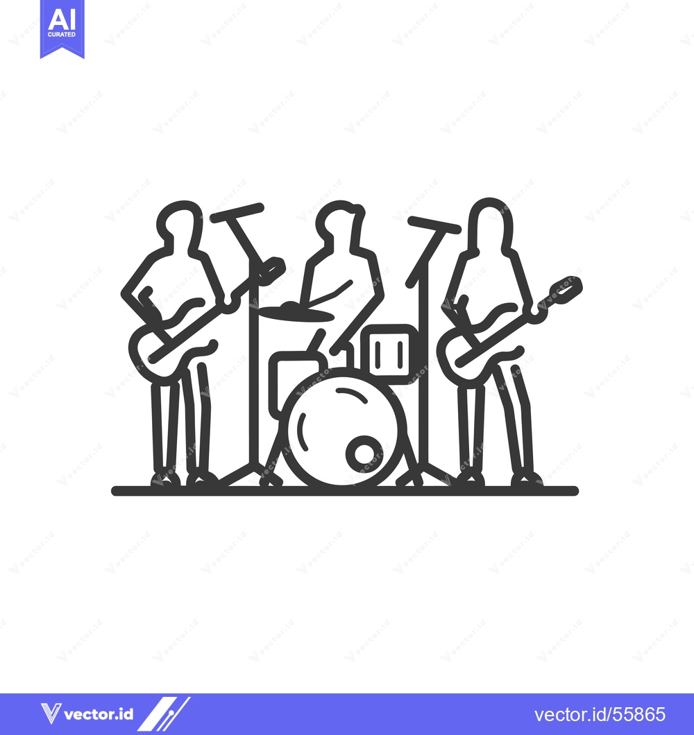 Premium Vector of Line drawing of a four-piece band performing on stage