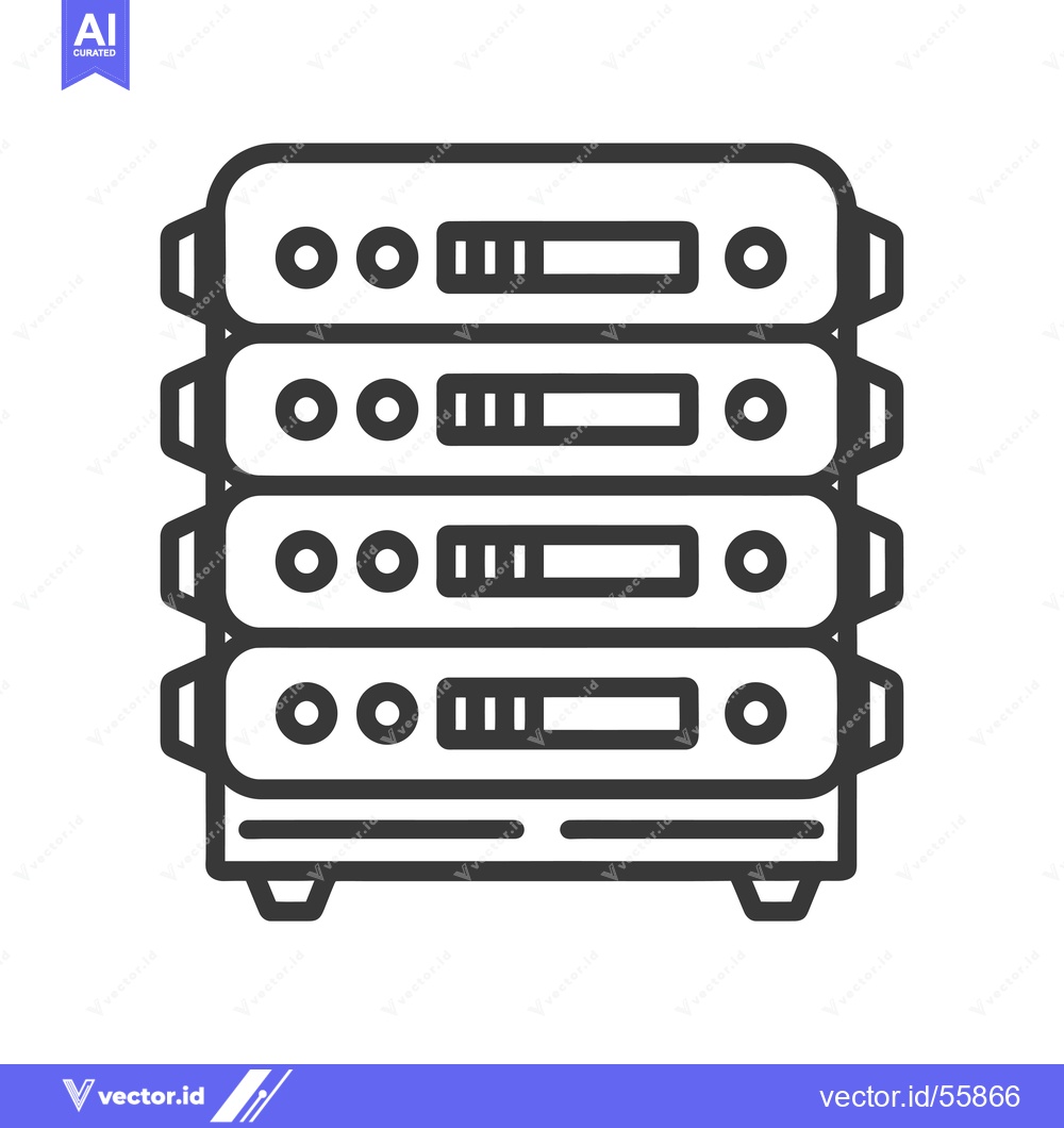 Premium Vector dari Line drawing of a four-server rack with power buttons and lights