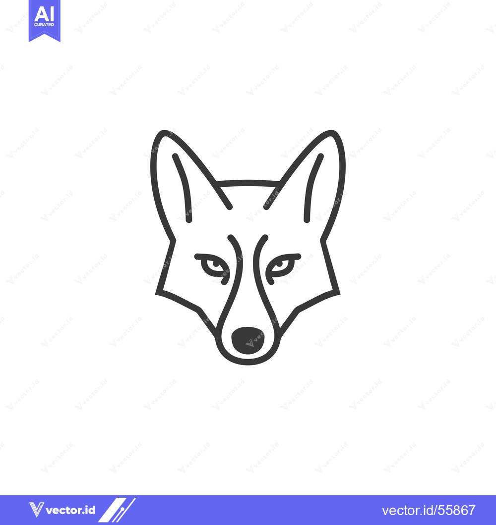 Premium Vector dari Line Drawing of a Fox's Head Facing Forward
