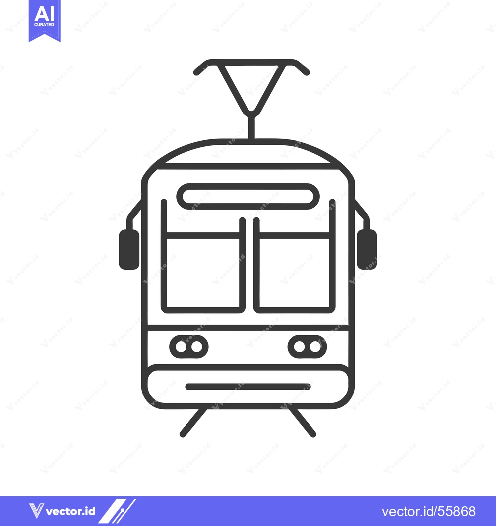Premium Vector dari Line drawing of a front view of a tram