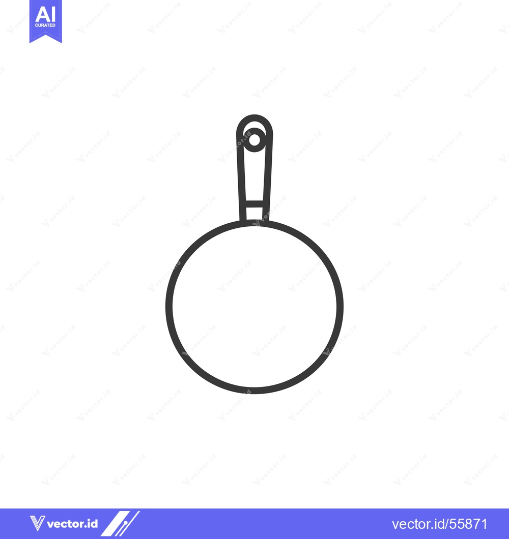 Premium Vector of Line Drawing of a Frying Pan with a Handle
