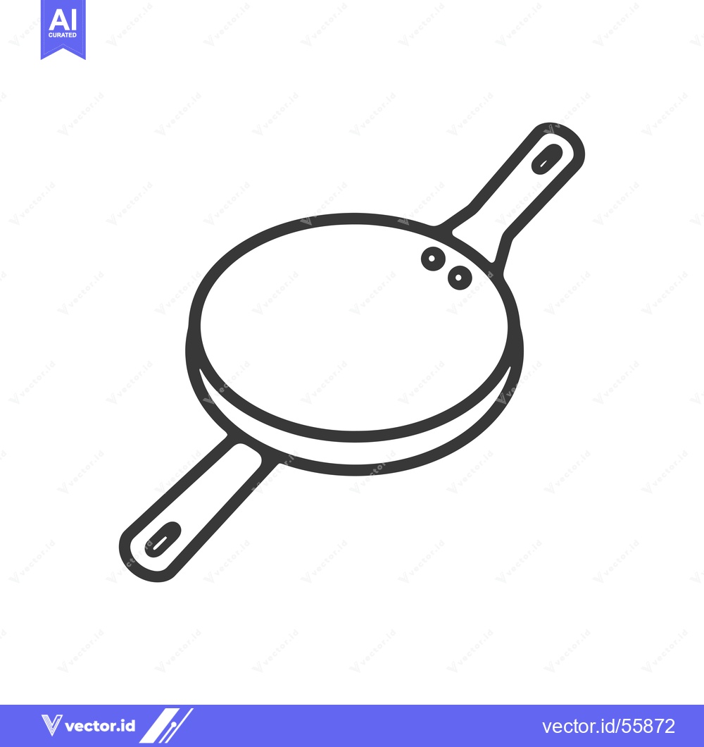 Premium Vector of Line drawing of a frying pan with two handles