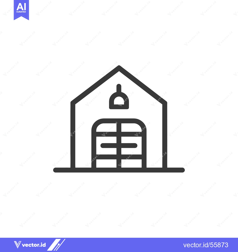 Premium Vector dari Line Drawing of a Garage with an Open Door