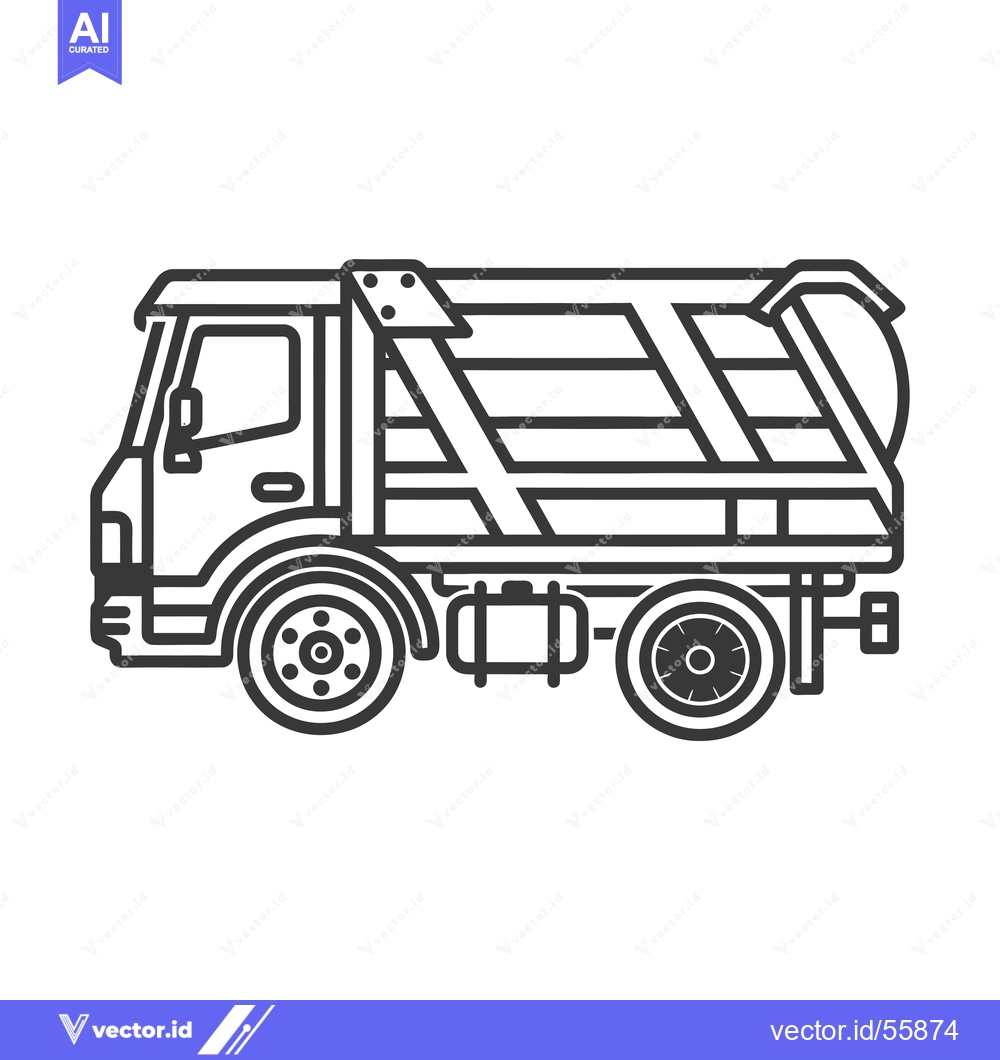 Premium Vector dari Line Drawing of a Garbage Truck