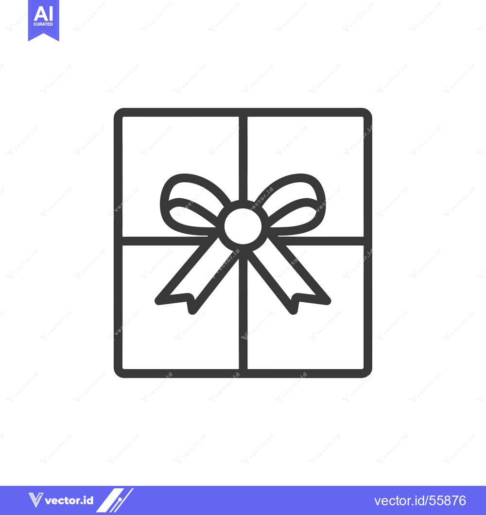 Premium Vector of Line Drawing of a Gift Box with a Bow