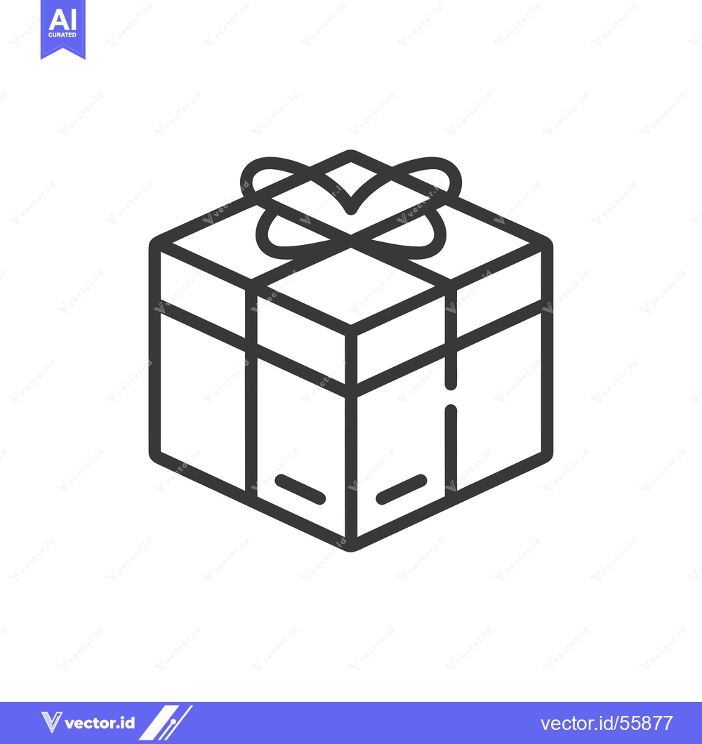 Premium Vector dari Line drawing of a gift box with a ribbon