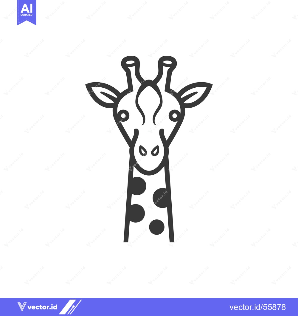 Premium Vector of Line Drawing of a Giraffe's Head and Neck