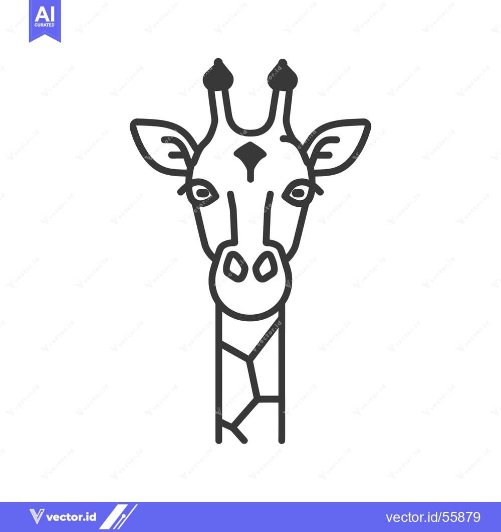 Premium Vector dari Line Drawing of a Giraffe's Head and Neck
