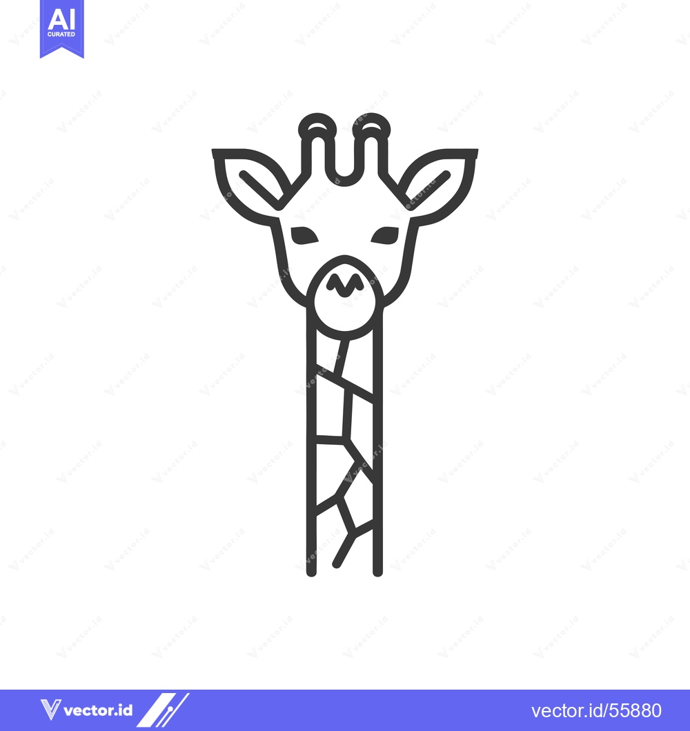 Premium Vector dari Line Drawing of a Giraffe's Head and Neck