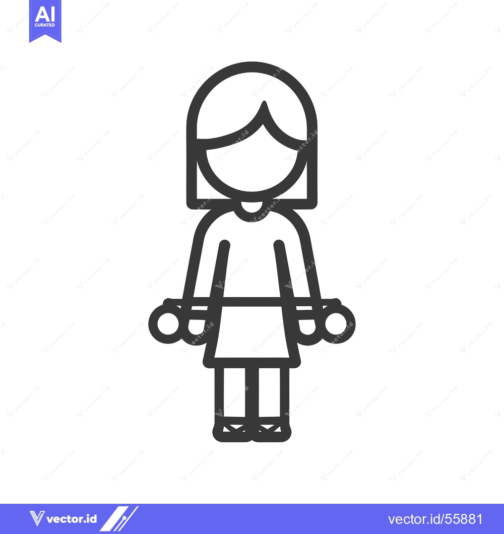 Premium Vector dari Line drawing of a girl holding dumbbells