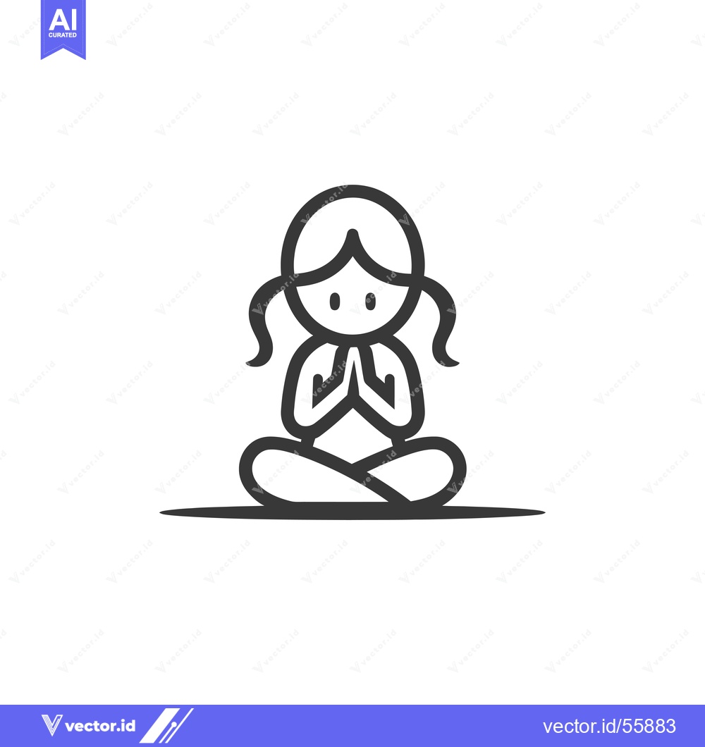 Premium Vector dari Line drawing of a girl in a meditative pose